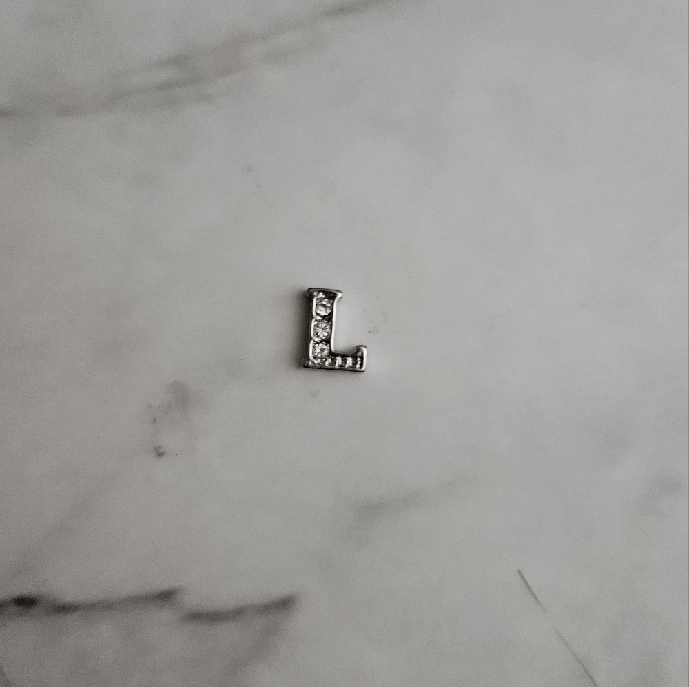 (3/$15) Origami Owl Silver Rhinestone Mini Letter L Locket Charm Necklace Charm